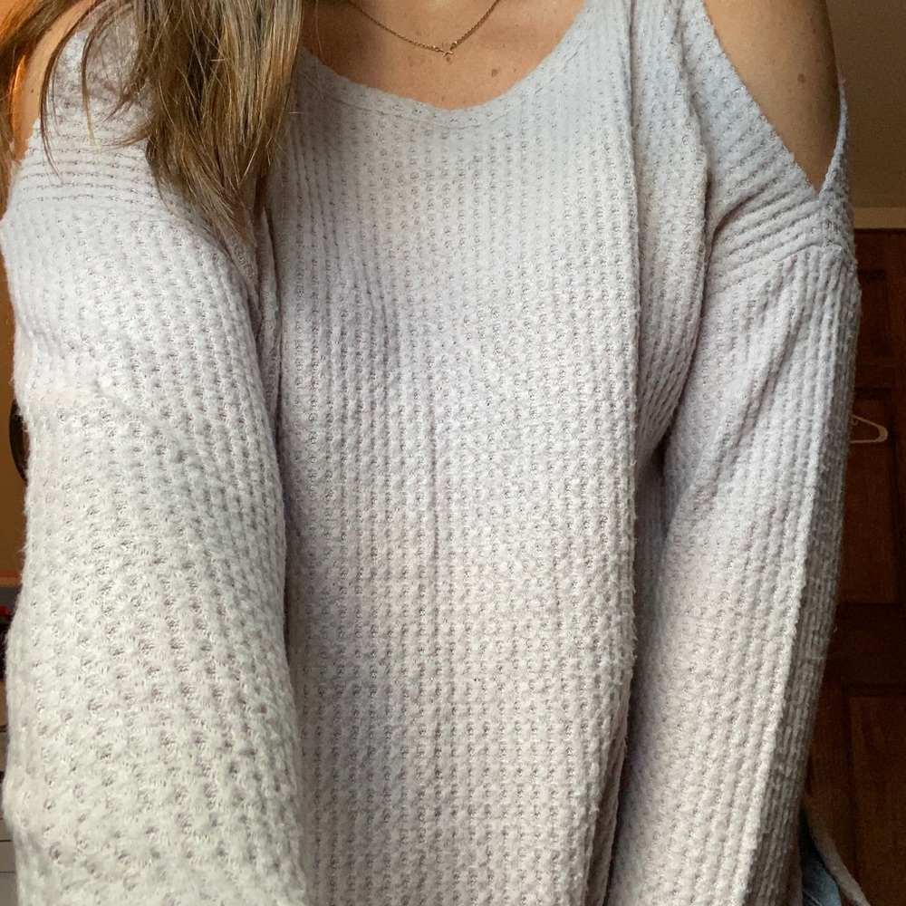 Cold-Shoulder AE Plush Long Sleeve-Lavender